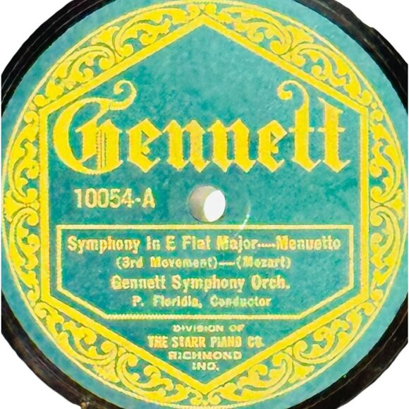 Symphony In E Flat Major Menuetto 10 Inch Shellac 78 RPM Gennett 10054 Vintage - Picture 2 of 4